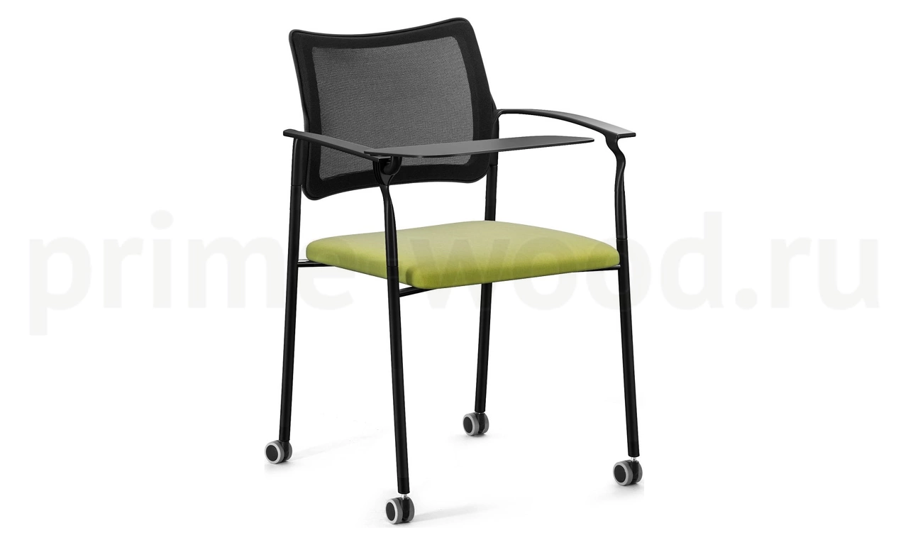 Стул офисный для посетителя на колесах (пюпитр) арт. Pinko Mesh cast black Arms+WT - фото 2