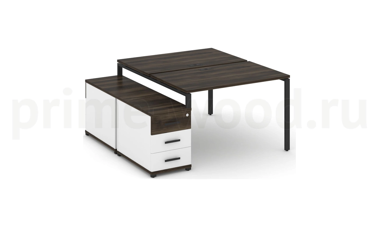 Рабочая станция на 2 места с двухсторонней опорной тумбой CN.DRS-302 B/W - фото 9