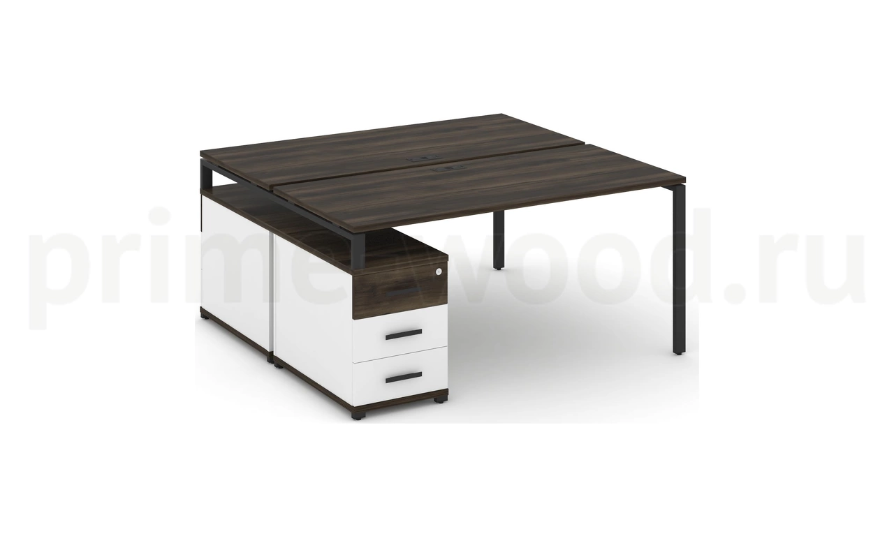 Рабочая станция на 2 места с двухсторонней опорной тумбой CN.DRS-304 B/W - фото 0