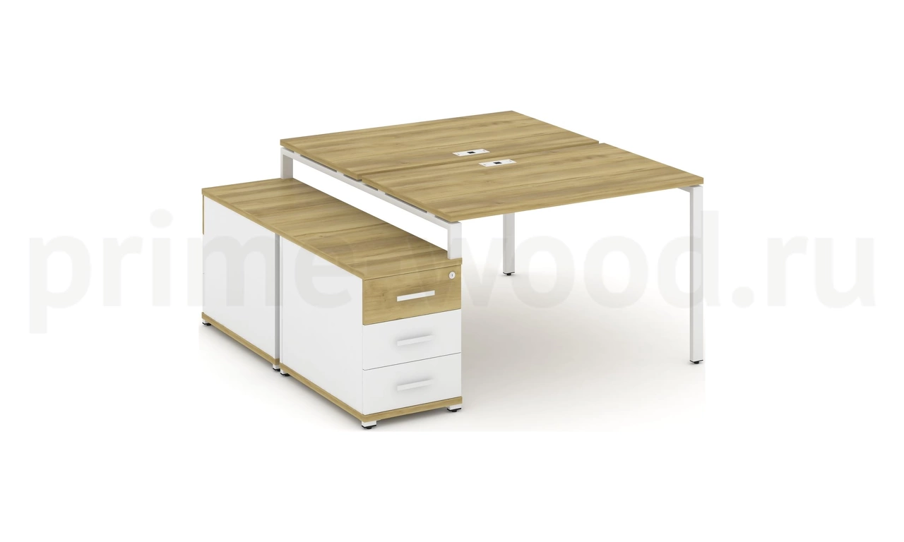 Рабочая станция на 2 места с двухсторонней опорной тумбой CN.DRS-302 B/W - фото 4