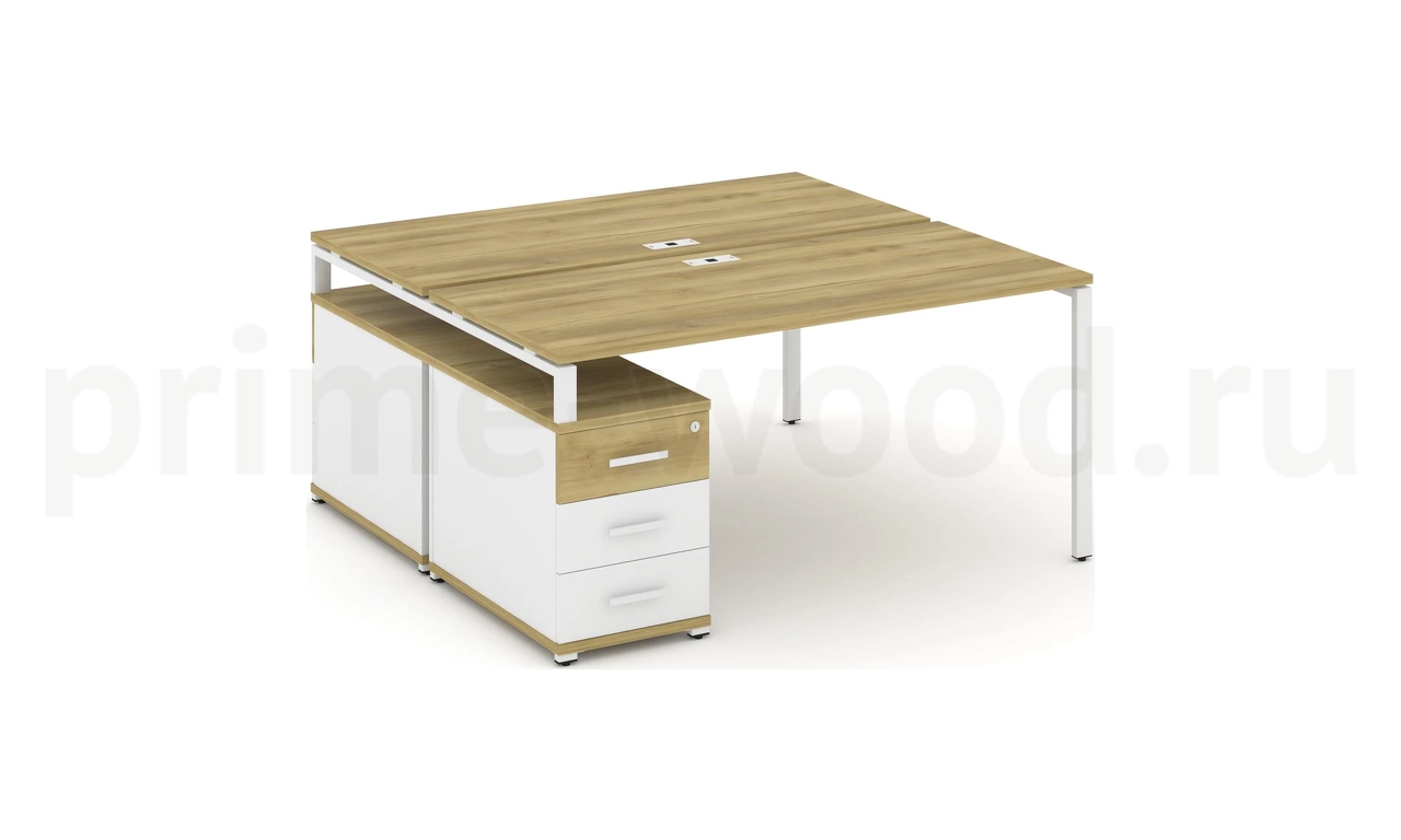 Рабочая станция на 2 места с двухсторонней опорной тумбой CN.DRS-304 B/W - фото 3