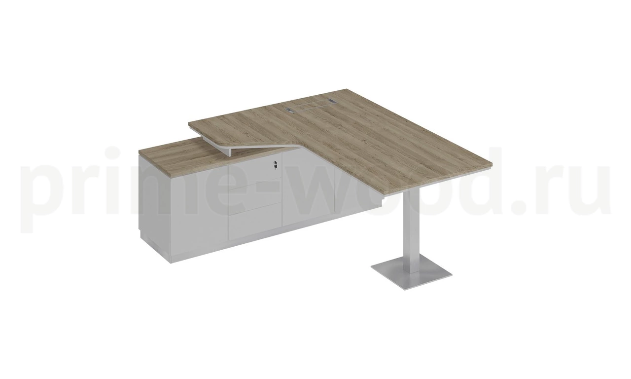 Стол руководителя эргономичный на опорной тумбе левый City 180x180x75 - фото 1