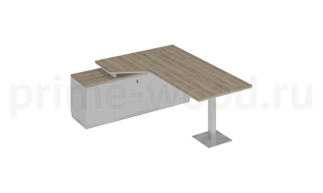 Стол руководителя эргономичный на опорной тумбе левый City 200x180x75 - фото 1